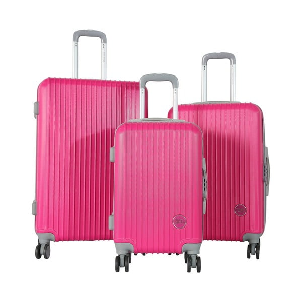 Komplet 3 różowych walizek podróżnych na kółkach Travel World Emilia
