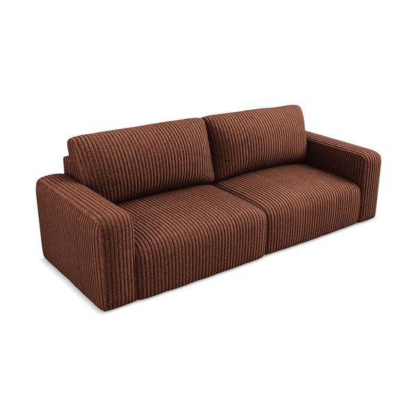 Sztruksowa rozkładana/ze schowkiem sofa w kolorze terakoty 252 cm Kona – Makamii-image-3