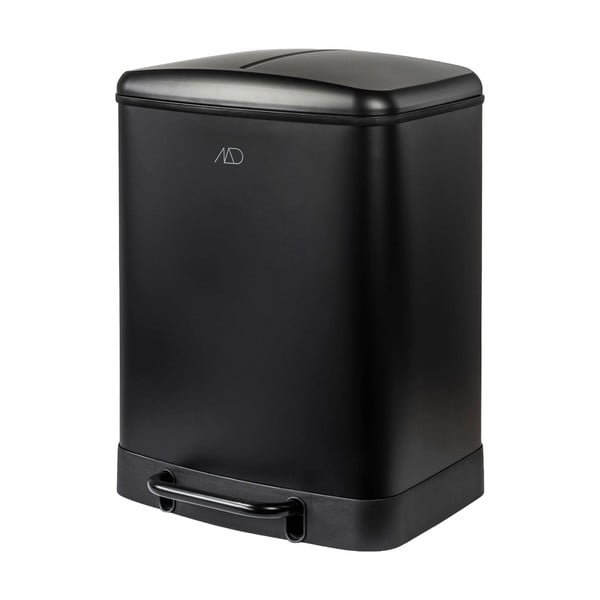 Czarny metalowy kosz na śmieci z pedałem do segregacji odpadów 24 l Wonda – Mette Ditmer Denmark