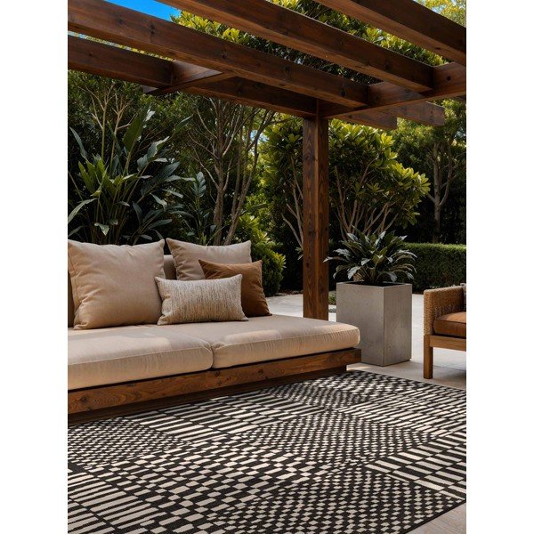 Czarny/kremowy dywan odpowiedni na zewnątrz 160x230 cm Haringey Barkham – Ted Baker-image-1