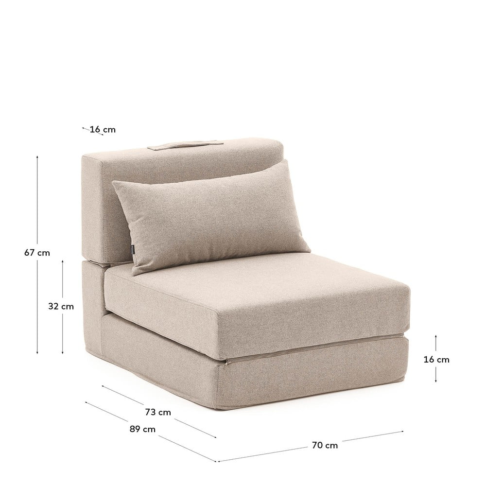 Szarobeżowy rozkładany fotel Arty – Kave Home (zdjęcie 6)