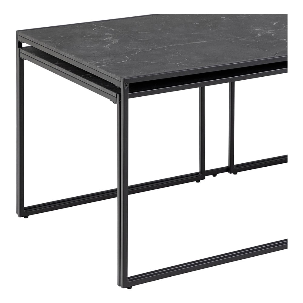 Stoliki z blatem w dekorze marmuru w kolorze matowej czerni zestaw 3 szt. 60x120 cm Infinity – Actona (zdjęcie 10)