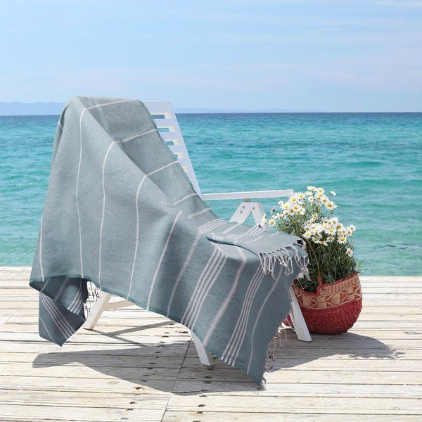 Niebieski ręcznik hammam Kate Louise Classic, 180x100 cm-image-1