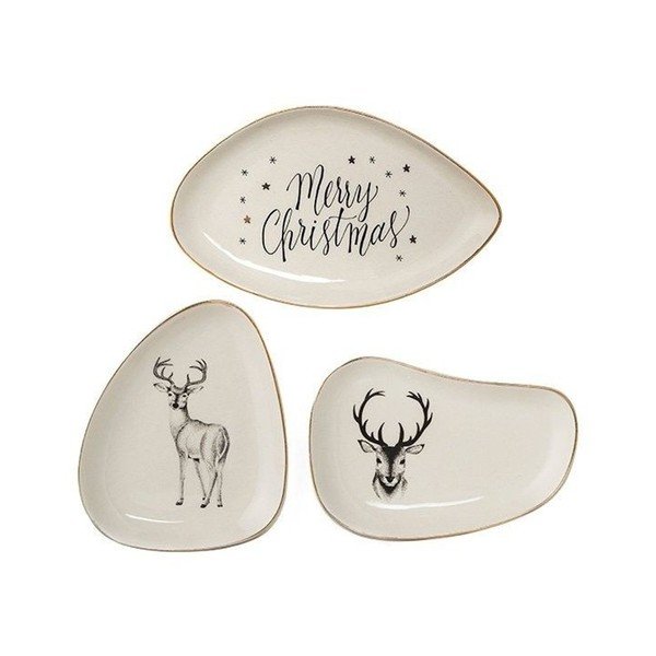 Zestaw 3 ceramicznych tac dekoracyjnych Bloomingville Noel