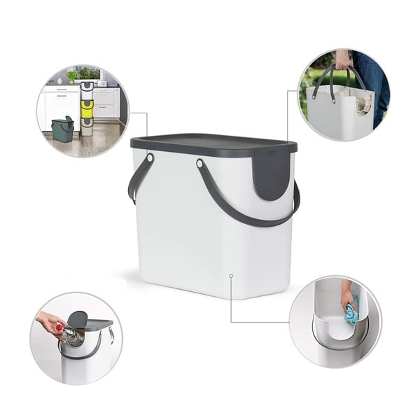 Kosz z plastiku z recyklingu na śmieci do segregacji 25 l Albula – Rotho-image-2