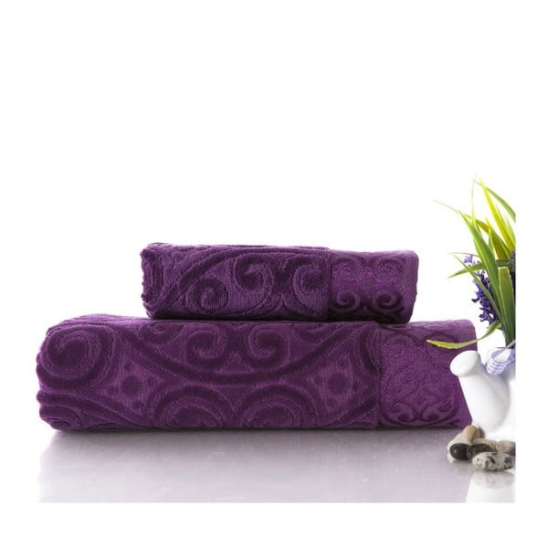 Zestaw 2 ręczników Hanzade Purple, 50x90 cm i 70x140 cm