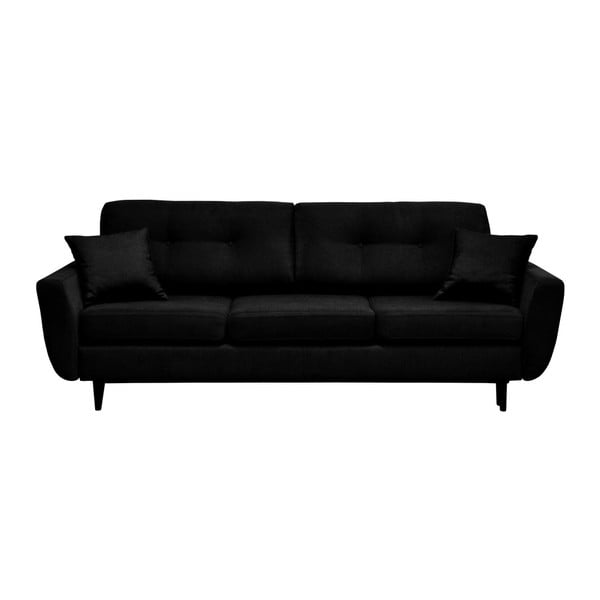Czarna 3-osobowa sofa rozkładana z czarnymi nogami Mazzini Sofas Jasmin