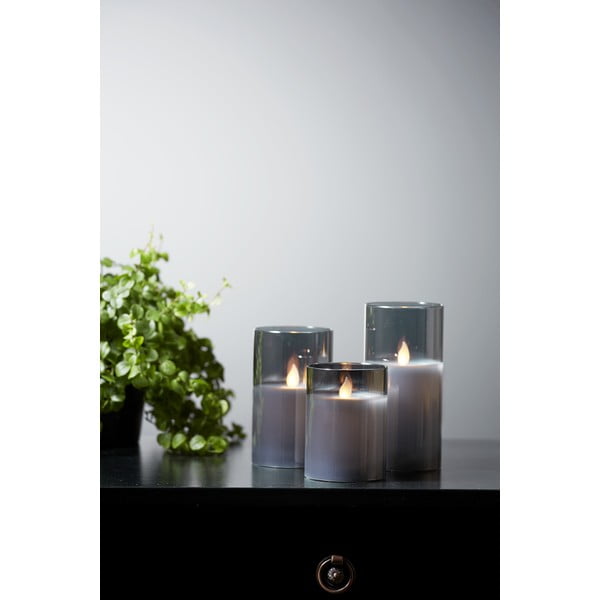 Szara woskowa świeca LED w szkle Star Trading M-Twinkle, wys. 12,5 cm-image-4