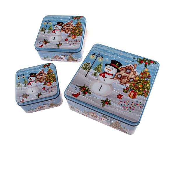 Metalowe pojemniki na pierniki 3 szt. Snowman – Dakls