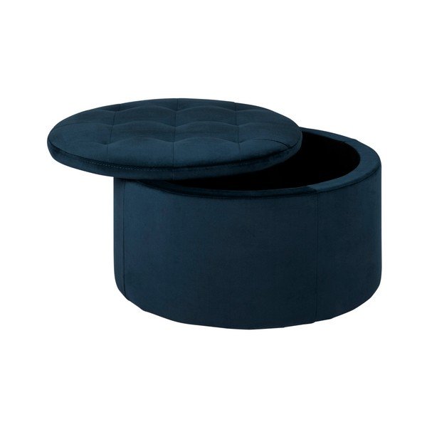 Ciemnoniebieski aksamitny puf Actona Retina, ⌀ 60 cm-image-2