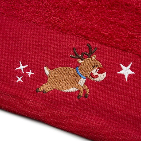 Czerwono-białe bawełniane ręczniki zestaw 2 szt. 40x60 cm Santa's Reindeers – Catherine Lansfield-image-2
