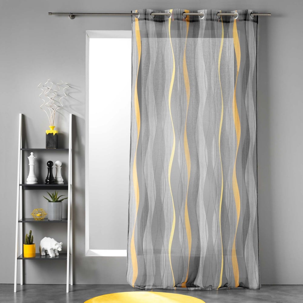Szara firanka z woalu 140x240 cm Ondulys – douceur d'intérieur (zdjęcie 3)