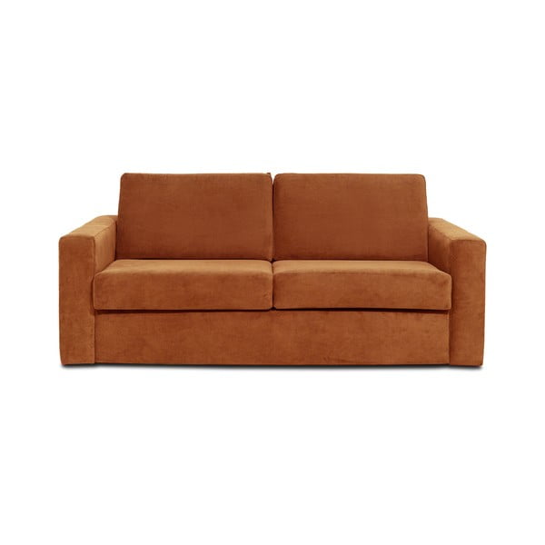 Pomarańczowa sztruksowa sofa rozkładana Scandic Elbeko