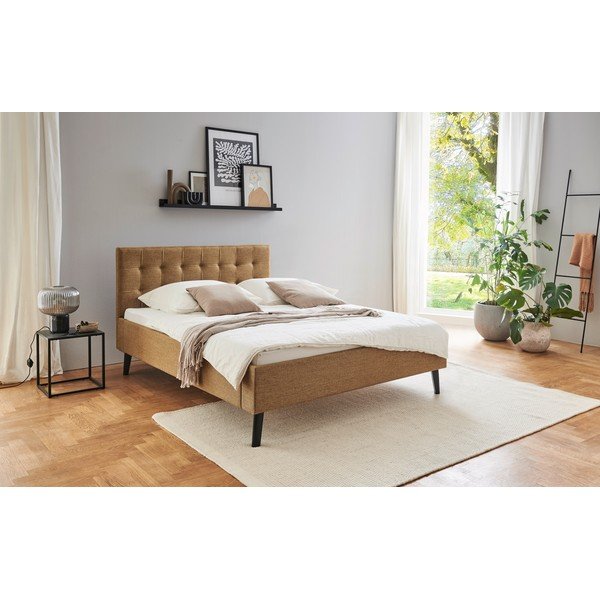 Brązowe tapicerowane łóżko dwuosobowe bez stelaża 140x200 cm Empire – Meise Möbel-image-1