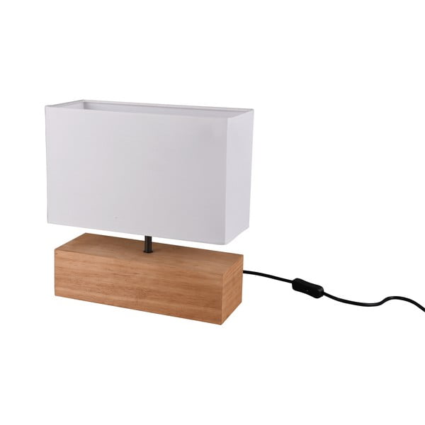 Biało-naturalna lampa stołowa z tekstylnym kloszem (wysokość 30 cm) Woody – Reality
