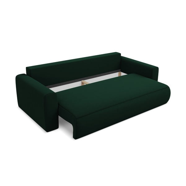 Zielona aksamitna rozkładana/ze schowkiem sofa 238 cm Kapua – Makamii-image-4