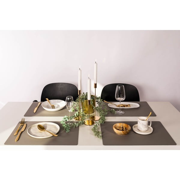 Szarobeżowa mata stołowa ze skóry z recyklingu ZicZac Titane, 33x45 cm-image-2