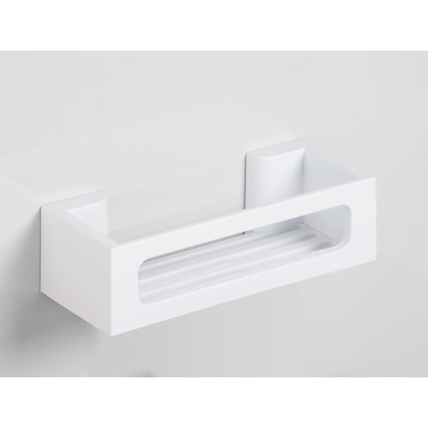 Plastikowa półka łazienkowa z mocowaniem Turbo-loc w matowym białym kolorze bez wiercenia Bralia – Wenko-image-4