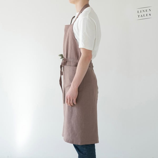 Jasnofioletowy lniany fartuch Linen Tales Chef, dł. 100 cm-image-3