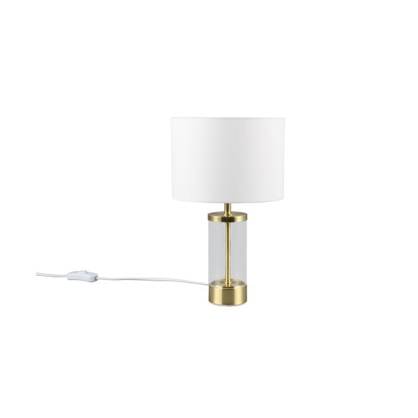 Lampa stołowa w kolorze złota z tekstylnym kloszem (wys. 33,5 cm) Grazia – Reality-image-2