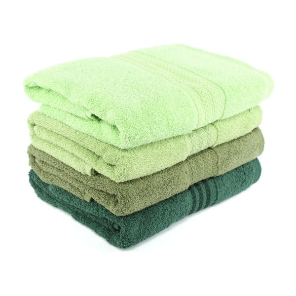 Zestaw 4 zielonych ręczników Foutastic, 70x140 cm