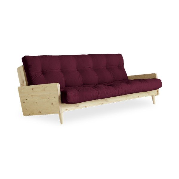 Sofa rozkładana z ciemnoczerwonym obiciem Karup Design Indie Natural/Bordeaux-image-3
