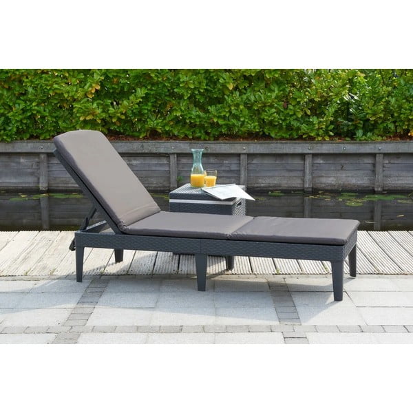 Ciemnoszary plastikowy leżak ogrodowy Jaipur – Keter-image-1
