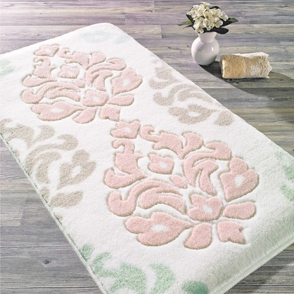 Różowy dywanik łazienkowy Confetti Bathmats Damask, 80x140 cm