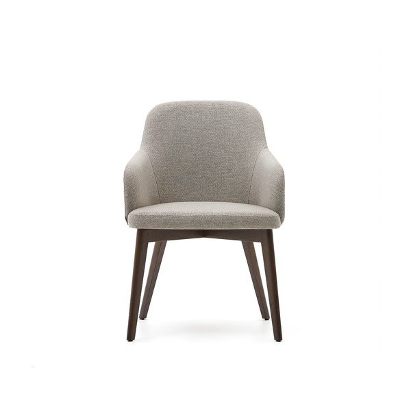 Beżowy tapicerowany fotel jadalniany z podłokietnikami Nelida – Kave Home-image-3