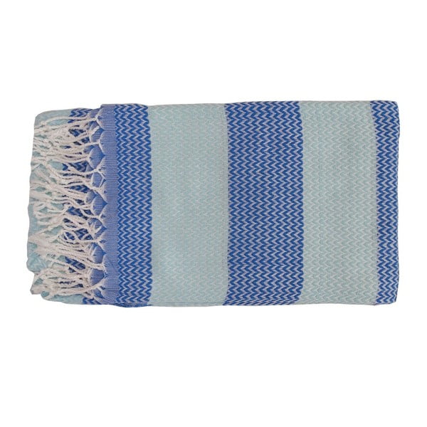 Niebieski ręcznik kąpielowy tkany ręcznie z wysokiej jakości bawełny Homemania Alya Hammam, 100 x 180 cm