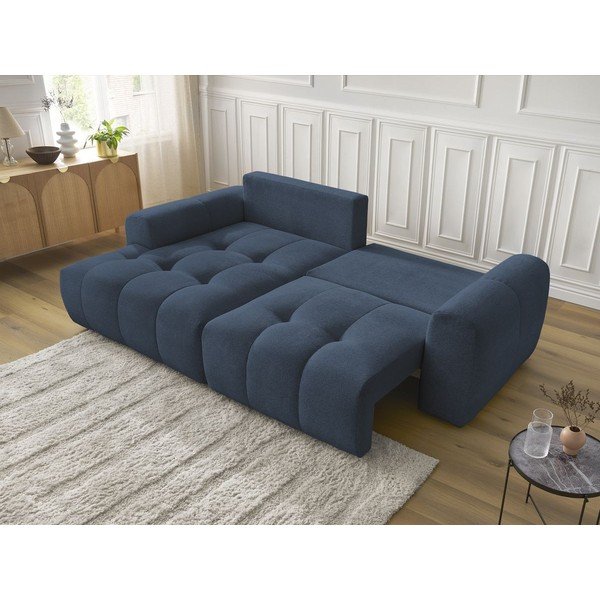 Niebieski rozkładany narożnik z tkaniny szenilowej ze schowkiem (lewostronny/z szezlongiem) Roxelane – Bobochic Paris-image-4
