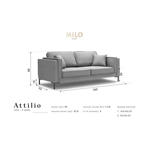 Żółta sofa Milo Casa Attilio, 160 cm-image-4
