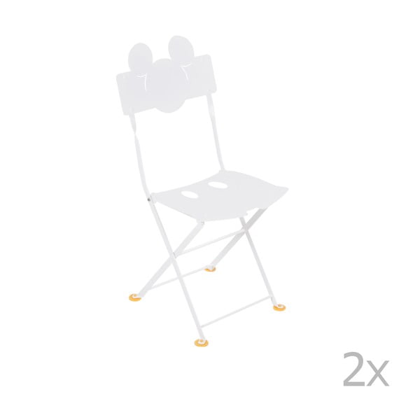 Komplet 2 białych dziecięcych metalowych krzeseł ogrodowych Fermob Bistro Mickey Junior