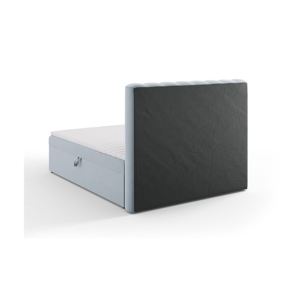 Jasnoniebieskie łóżko boxspring ze schowkiem 160x200 cm Gina – Milo Casa-image-4