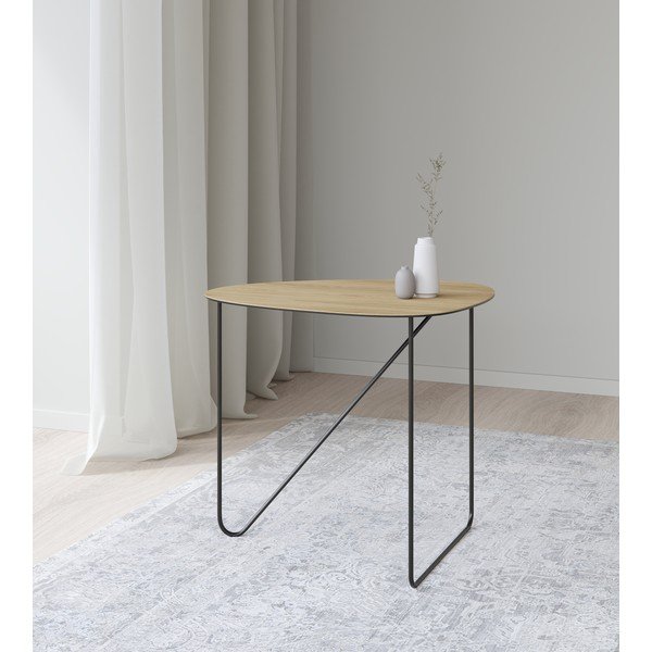 Metalowy stolik w naturalnym kolorze 44x50 cm Curve L Wood – LIND DNA-image-1