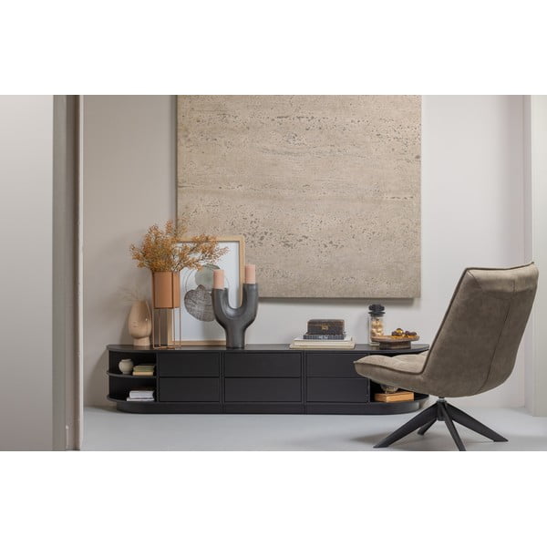 Czarna modułowa szafka pod TV z litego drewna sosnowego 75x40 cm Finca – WOOOD-image-1