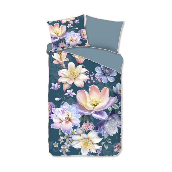 Niebieska pościel jednoosobowa z satyny bawełnianej 140x220 cm Mirery – Descanso