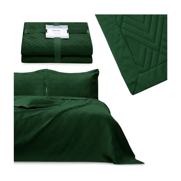 Ciemnozielona narzuta pikowana z mikrowłókna 220x240 cm Ophelia – Restilo-image-4