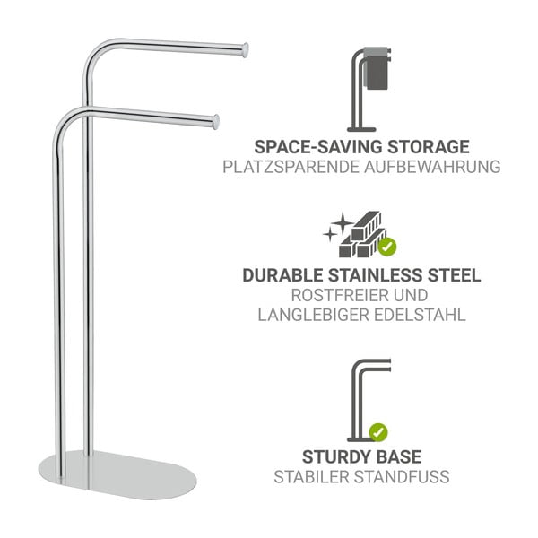 Stojak na ręczniki ze stali nierdzewnej w kolorze srebra z połyskiem Levante – Wenko-image-2