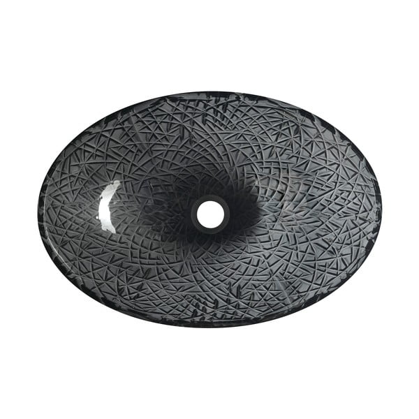 Czarna szklana umywalka 50x36 cm Purus – Sapho-image-2