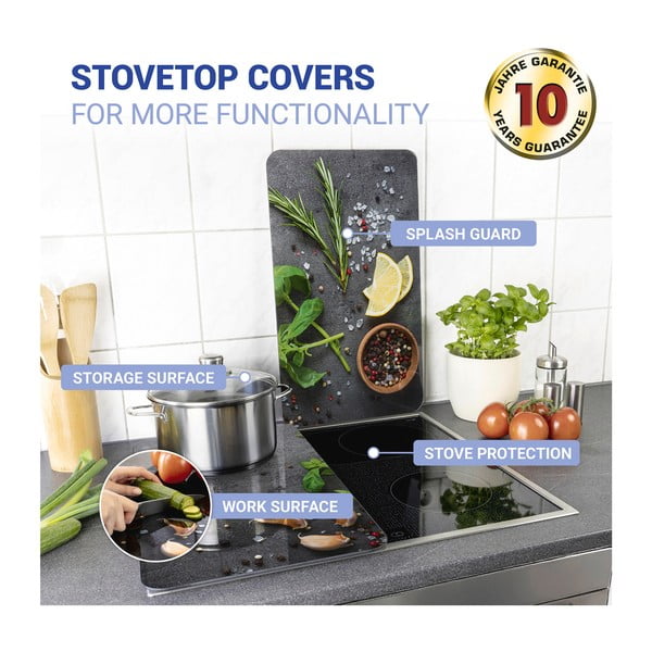 Zestaw 2 szarych szklanych płyt ochronnych na kuchenkę Wenko Universal Herbs-image-4