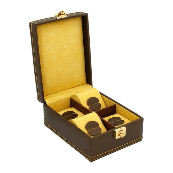 Brązowy kuferek na 4 zegarki Friedrich Lederwaren Honey