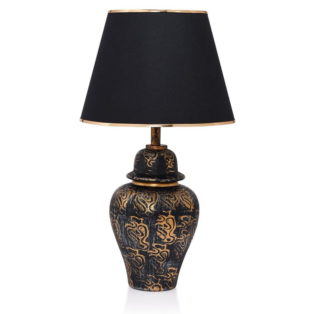 Czarna lampa stołowa z tekstylnym kloszem (wysokość 54 cm) Derin – Opviq lights