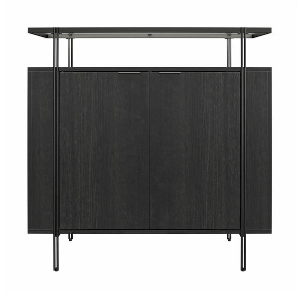 Czarna niska komoda w dekorze dębu 90x90 cm Wainwright – Queer Eye-image-4