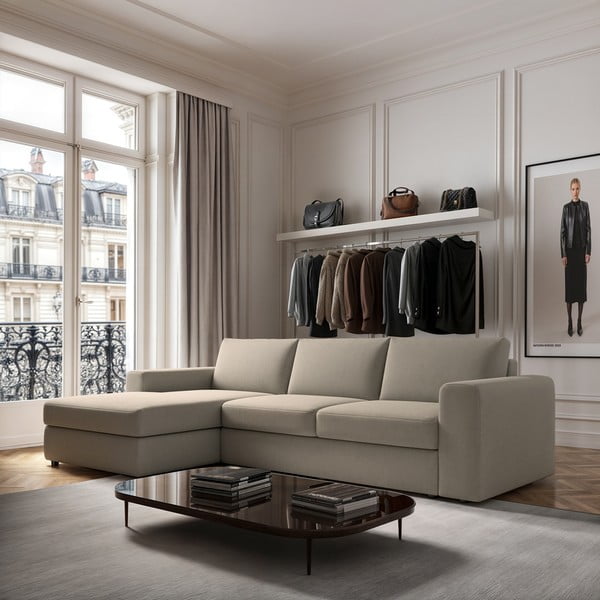 Beżowy narożnik (lewostronny/z szezlongiem) Baga – Rodier-image-1