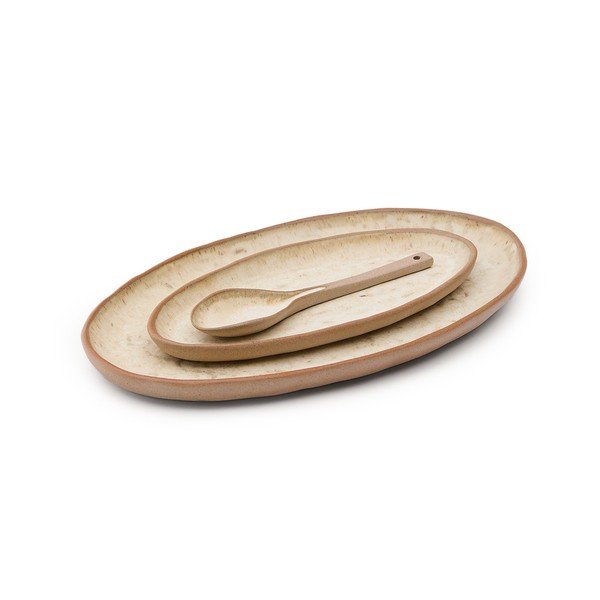 Beżowe ceramiczne talerze do serwowania zestaw 3 szt. Zunel – Kave Home