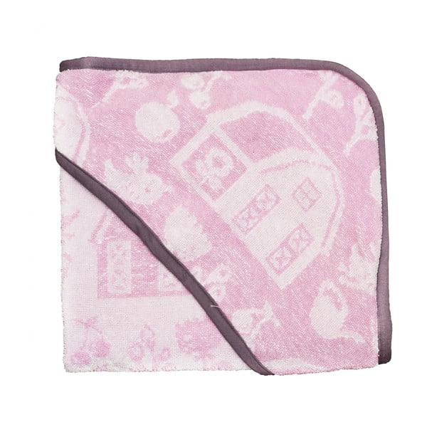 Różowo-fioletowy ręcznik kąpielowy z kapturem Sebra Farm Girl Hooded Towel