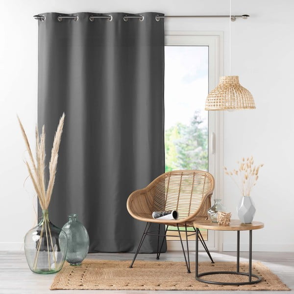 Antracytowa zasłona z mikrowłókna 140x280 cm Absolu – douceur d'intérieur-image-3