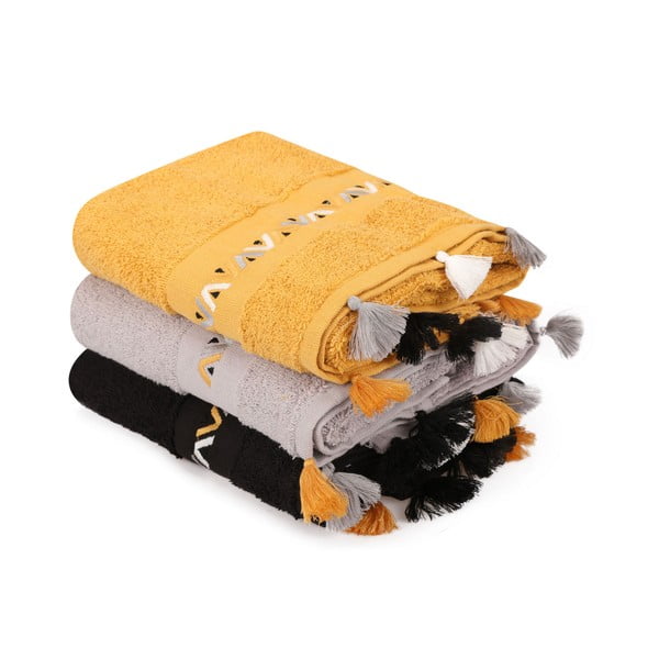 Bawełniane ręczniki frotte zestaw 3 szt. 50x90 cm Asorti – Foutastic