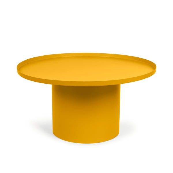 Musztardowy metalowy okrągły stolik ø 72 cm Fleksa – Kave Home